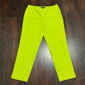 Lafayette 148 New York Lime Green Cropped Bleecker High Rise Ankle Pants Size 8